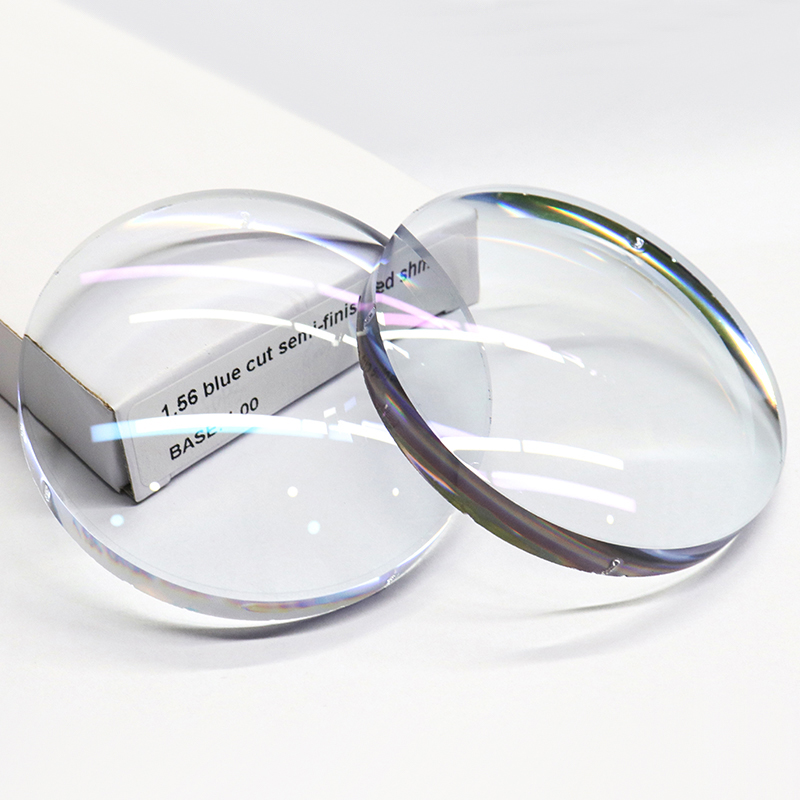 1,56 halfafgewerkte enkelvoudige lens met blauw blok